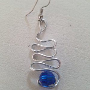 Silver Aluminum Blue Stone Earrings
